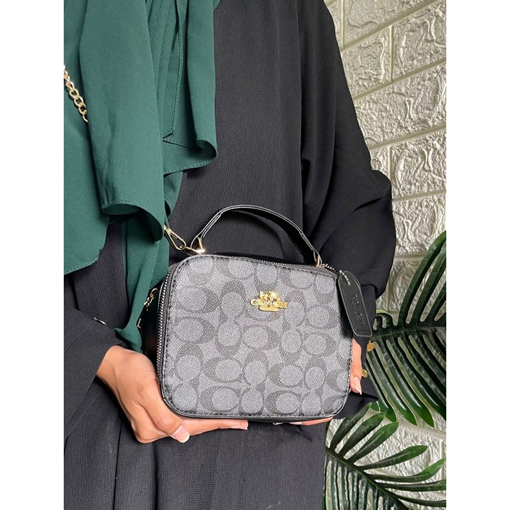 Edie leather handbag Coach Grey in Leather - 40074662