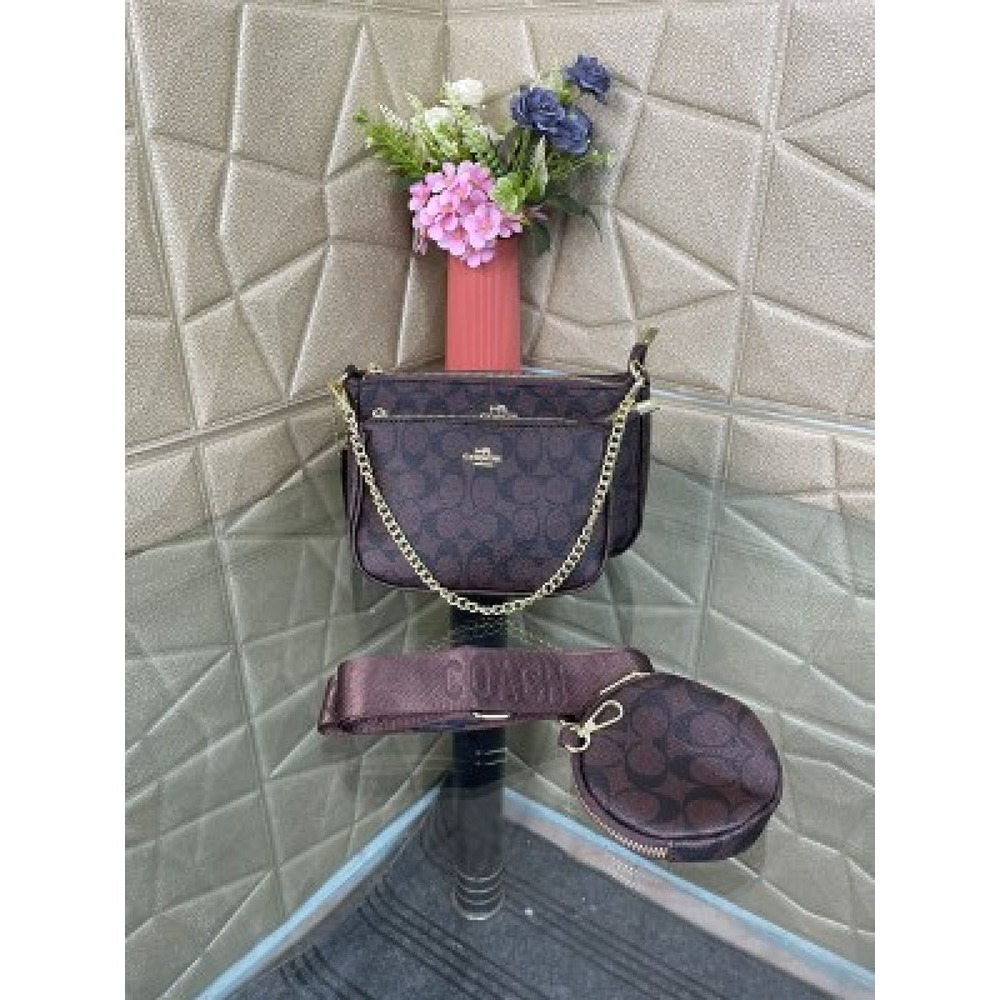 COACH Brown/Purple Leather/Canvas Shoulder Bag Purse w/Dust Bag Great  Condition | eBay