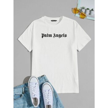 Cotton Printed Palm Angels T-Shirt for Men and Women  (1)