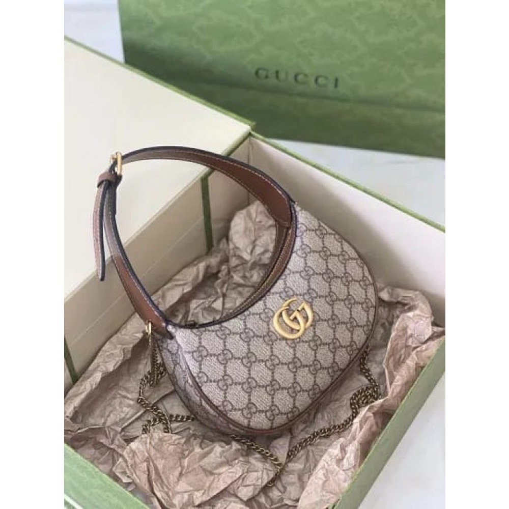 Gucci Half-moon GG Supreme Canvas & Leather Hobo Bag in Gray