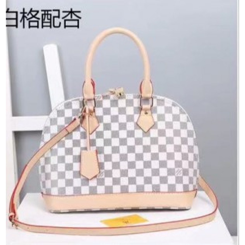 Louis Vuitton Bag alma with sling and dust bag without lock (white checks) (s12) (1)