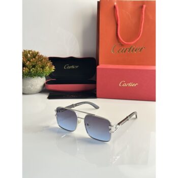 Men's Cartier Sunglasses 065 Silver Blue