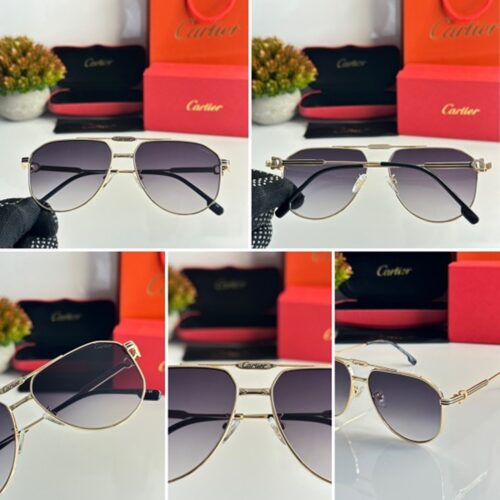 Mens Cartier Sunglasses 5047 Gold Black 1