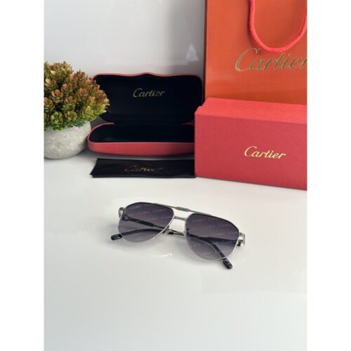 Mens Cartier Sunglasses 5047 Printed Silver Black 1