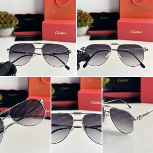 Mens Cartier Sunglasses 5047 Printed Silver Black 2