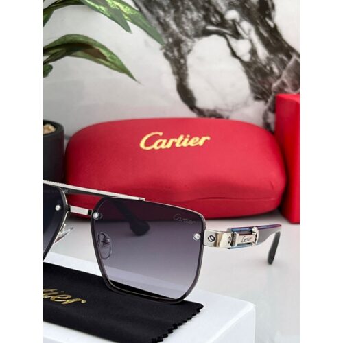 Mens Cartier Sunglasses 5126 Silver Black Shaded 1