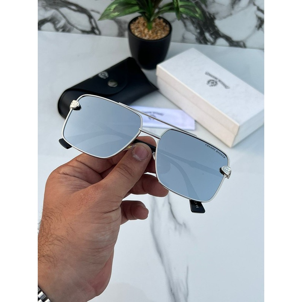 Theodore Silver with Blue Lenses Sunglasses | FINLAY