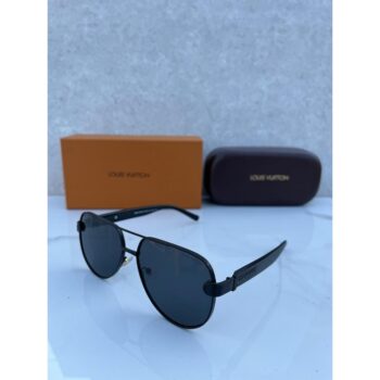 Men's Louis Vuitton Aviator Sunglasses All Black_82