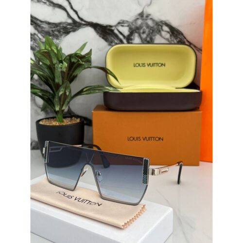 Mens Louis Vuitton Sunglasses 5028 silver blue 1
