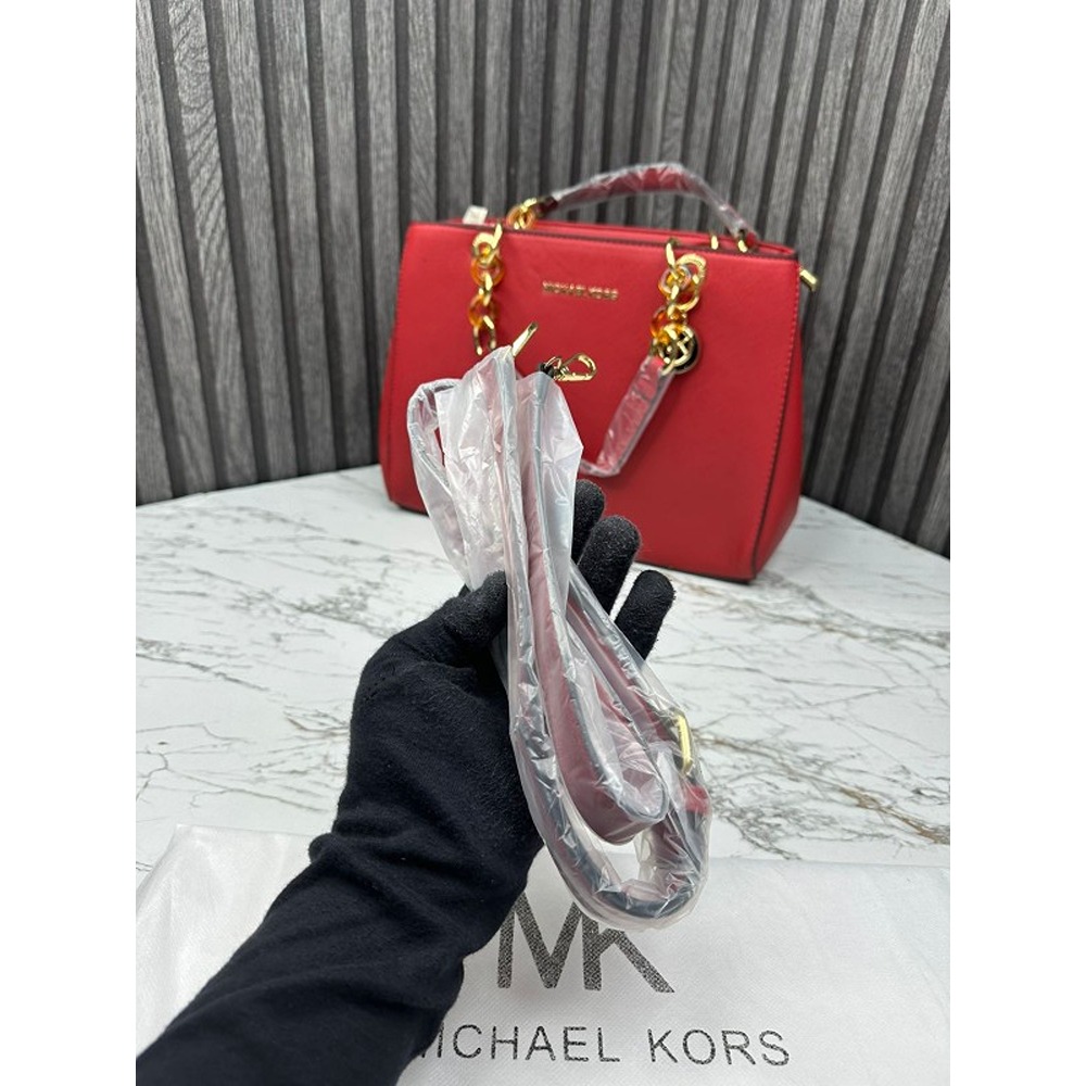 Red Michael Kors Bag with gold accents Gold chain,... - Depop