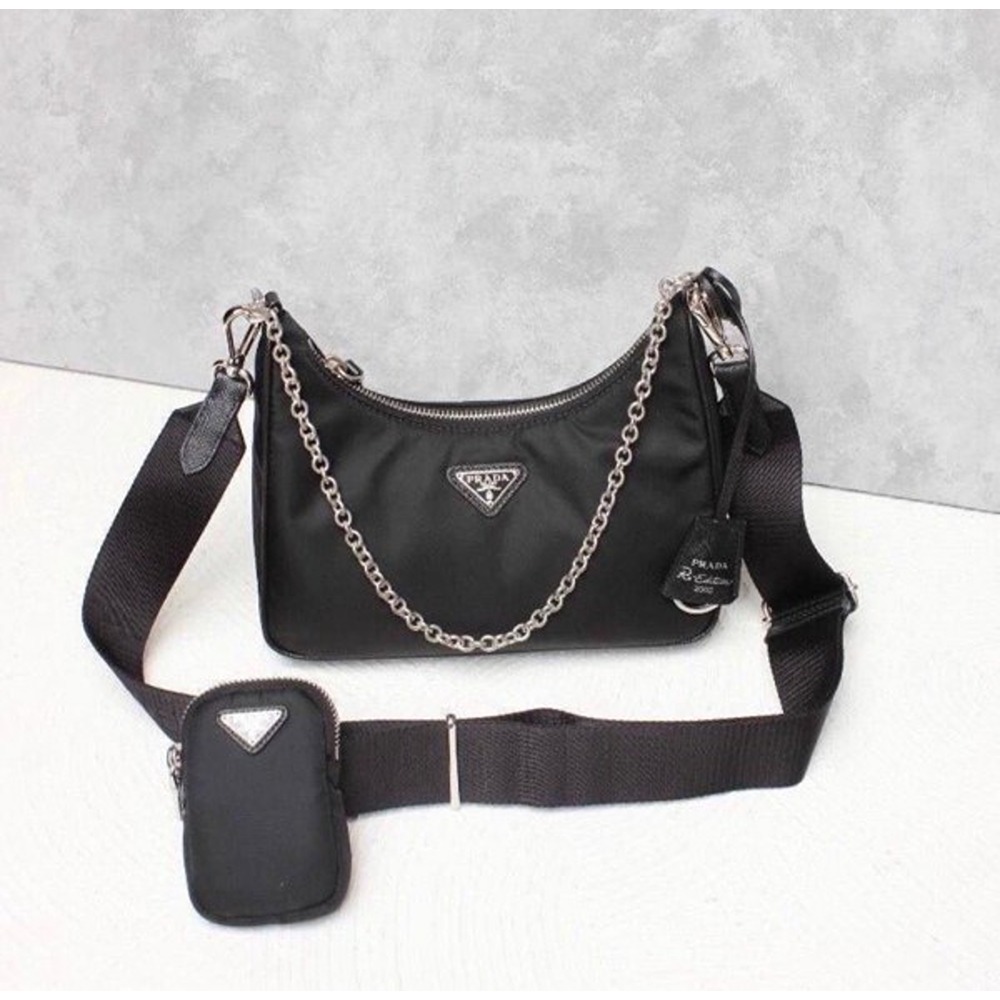 Prada Handbag Re Edition 2005 Nylon Bag With Box Dust Bag Sling Chain Sling Belt Pouch