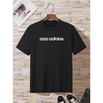 Unisex Cotton Printed Adidas T-Shirt - Black