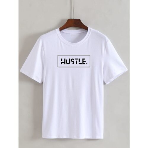 Unisex Cotton Printed Hustle T-Shirt - White