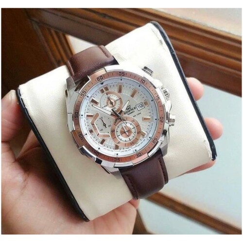 Edifice Chronograph Leather Watch