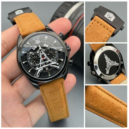 Luxurious Tag Heuer Leather Watch For Men