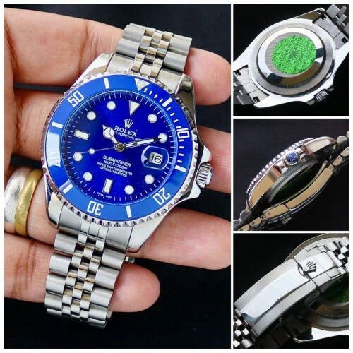 Rolex Watch : Rolex Silver Blue Submariner Watch For Men