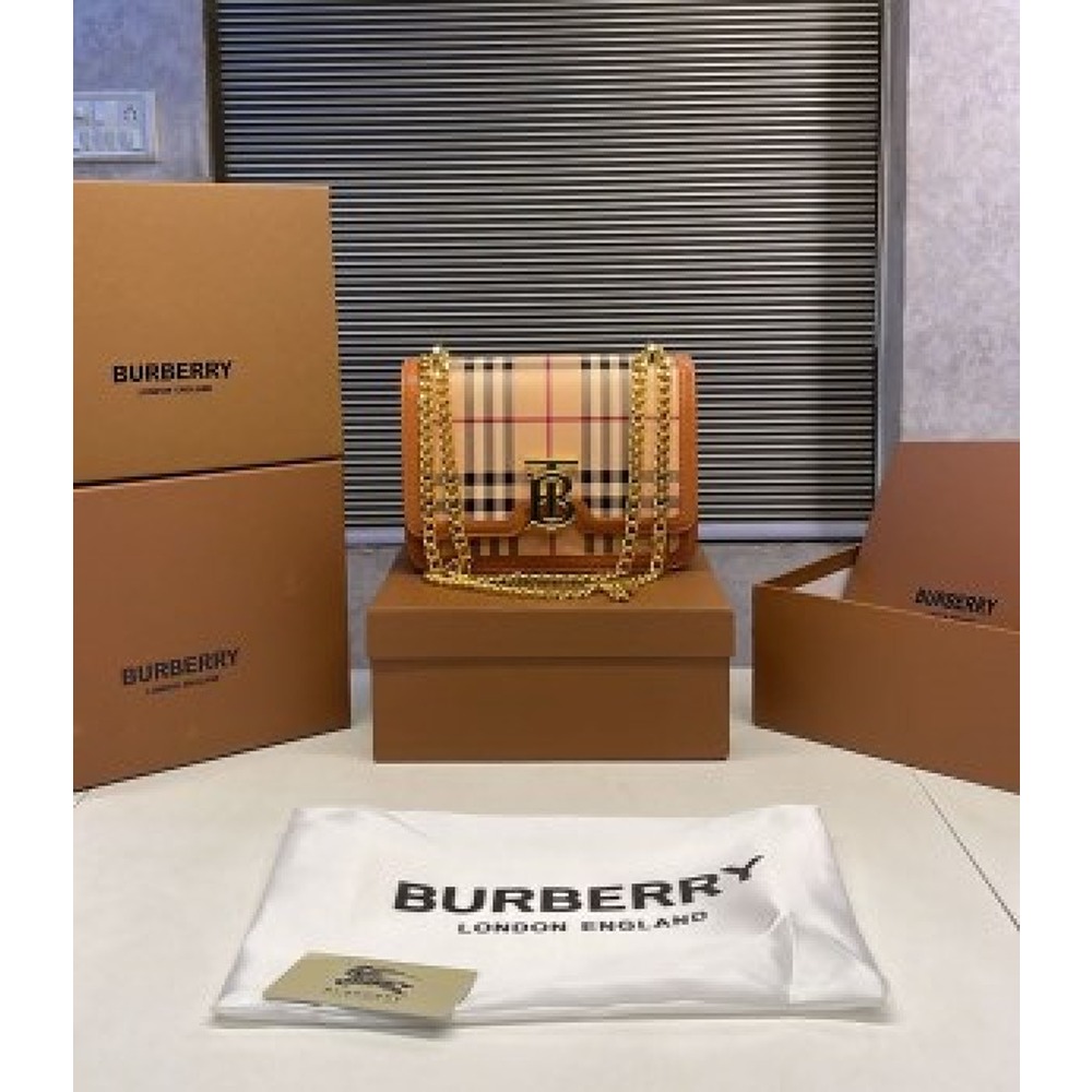 Burberry TB Monogram Leather-Trimmed Crossbody Bag - Black