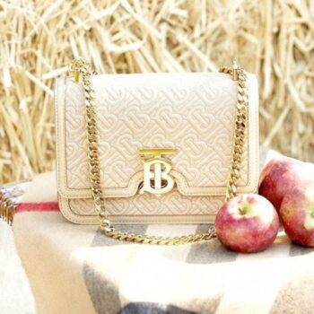 BURBERRY Lola Quilted Leather Shoulder Bag - Optic White