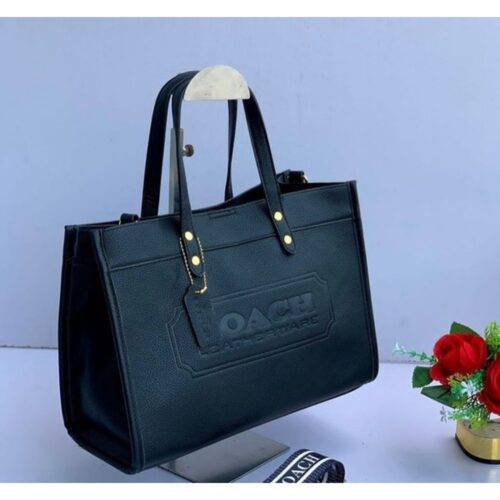 Coach Bag Field Tote With Og Box and Dust Bag With Pouch Premium Quality (Black)