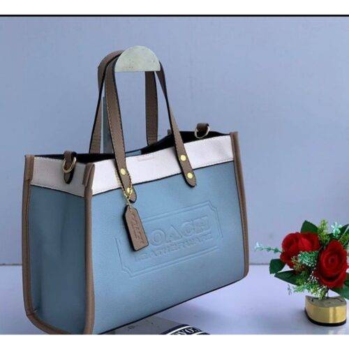 Coach Bag Field Tote With Og Box and Dust Bag With Pouch Premium Quality (Blue)