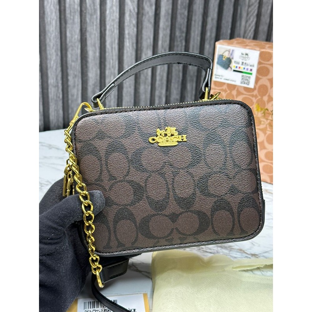 Signature sufflette cloth mini bag Coach Brown in Cloth - 40810550