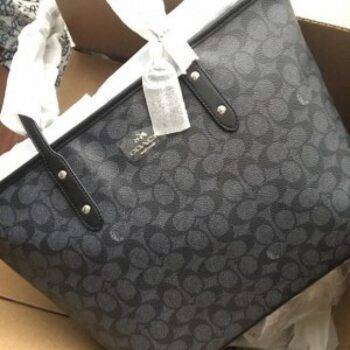 COACH purse; black/gray logo (matching wallet also for sale) | eBay