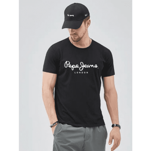 Cotton Printed Pepe Jeans T Shirt for Men Black 1