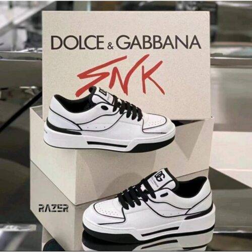 Mens Dolce and Gabbana Shoes Roma Top low White Black 1