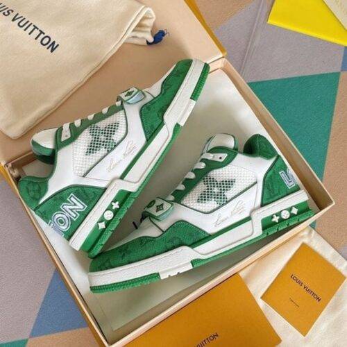 Mens Louis Vuitton Shoes Strip Green 2