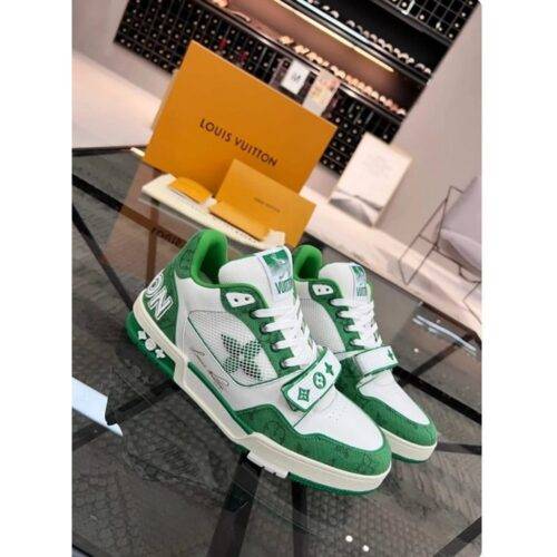 Mens Louis Vuitton Shoes Strip Green 3
