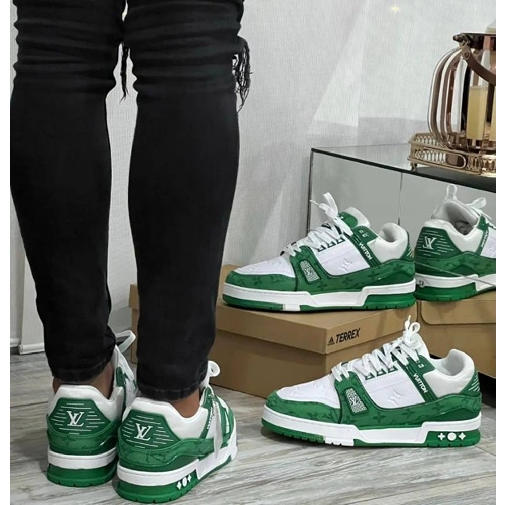 Men's Louis Vuitton Sneakers Green monogram (SW1850) - KDB Deals