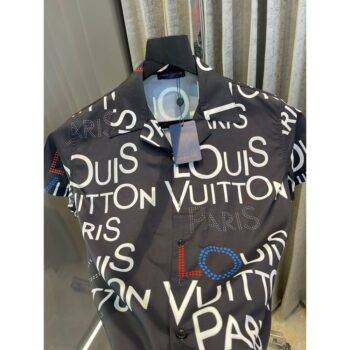 Premium Louis Vuitton Shirt Black Letter Print 2
