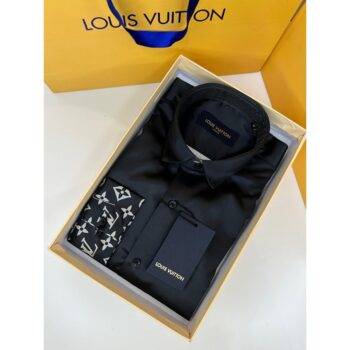 Premium Louis Vuitton Shirt Monogram Print Black With Original Box And  Carry Bag 644 (CT036) - KDB Deals