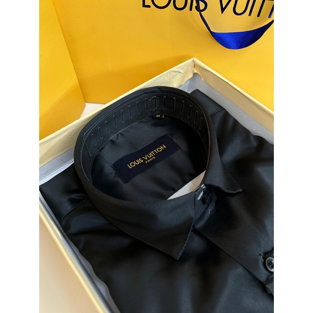 Premium Louis Vuitton Shirt Monogram Print Black With Original Box