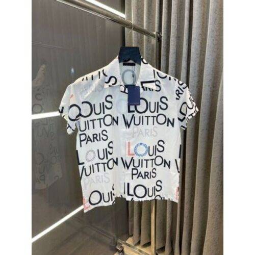 Premium Louis Vuitton Shirt White Letter Print 1