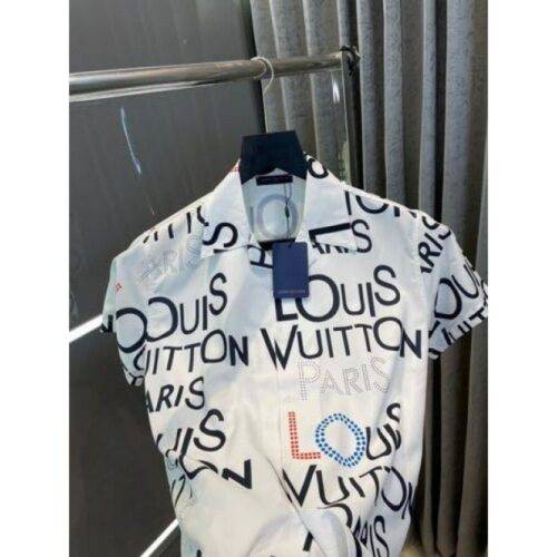 Premium Louis Vuitton Shirt White Letter Print 3