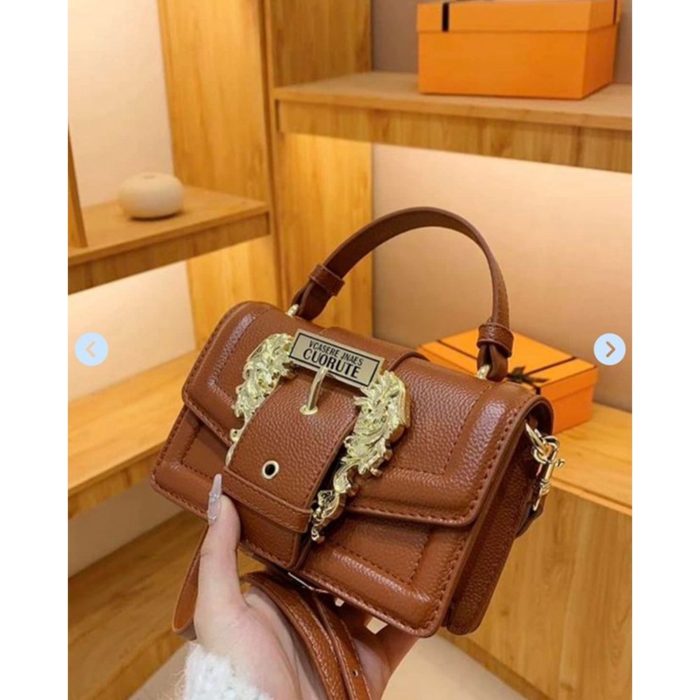 Buy Versace Jeans Couture Bag Saffiano Lock Crossbody Bag With OG Gift Box  & Dust Bag ( Khakhi) (J1758)