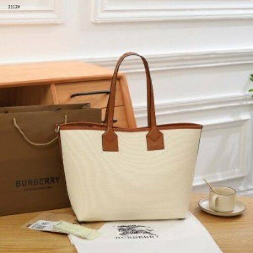 Burberry Bag Tote With Dust Bag and Pouch Brown 11