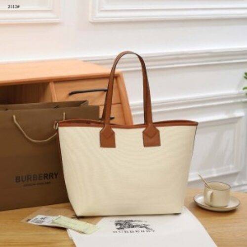 Burberry Bag Tote With Dust Bag and Pouch Brown 2