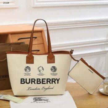 Burberry Bag Tote With Dust Bag and Pouch (Brown)