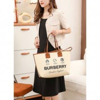 Burberry Bag Tote With Dust Bag and Pouch Brown 4
