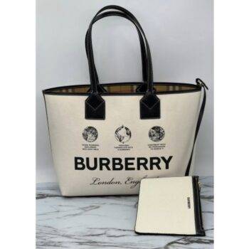 Burberry Bag Tote With Dust Bag and Pouch (OFF-WHITE BLACK)