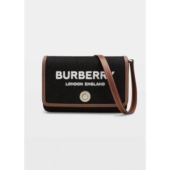 Burberry Handbag Horseferry Crossbody Canvas Leather Bag With Og Box