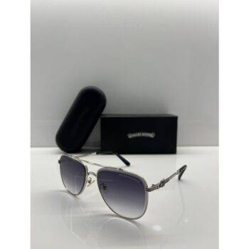 Chrome Hearts Sunglasses Aviator Silver Blue 109 (1)