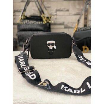 Karl Lagerfeld Bag K-Ikonik Camera Crossbody Bag With OG Box & Dust Bag & 2 Belts (Black - 360) (1)