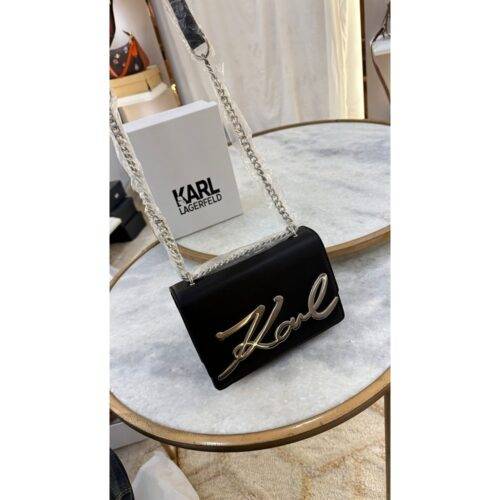 Karl Lagerfeld Handbag Womens Ksignature Shoulder Bag With Og Box- Black