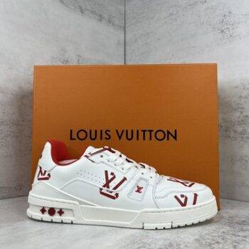 Louis Vuitton shoes Monogram Trainer Logo White Red Men 3