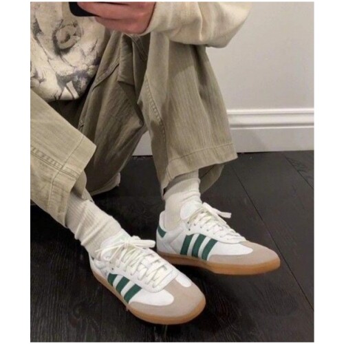 Mens Adidas Samba Shoes White To Green 3