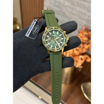 Mens Fossil Watch Bannon All Chronograph Working Silicone Green 1