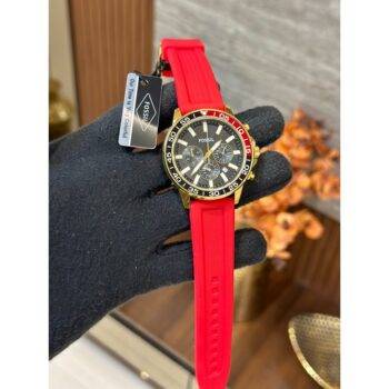 Mens Fossil Watch Bannon All Chronograph Working Silicone Red 1